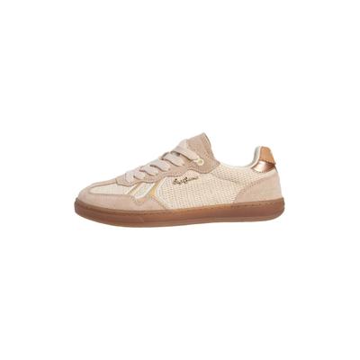 Sneaker PEPE JEANS "Trainer BALL NATURAL W", Damen, Gr. 41, ecru weiß, 55% Baumwolle, 30% COW SUEDE, 15% Polyurethan, Schuhe Sneaker