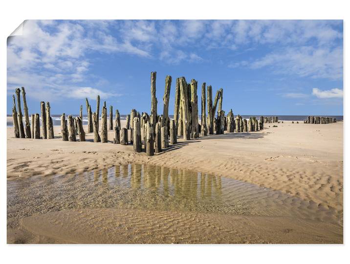 Wandbild ARTLAND Alte Buhnen am Strand von Rantum Sylt , braun (farbe bild(er): braun), B:90cm H:60cm, Bilder, Wandbild, als Alubild, Leinwandbild, Poster, Wandaufkleber in verschied. Grössen