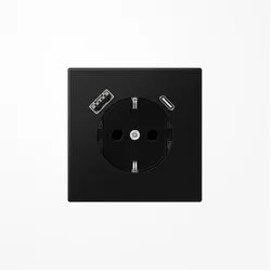 JUNG, Steckdose, SCHUKOsteckdose LS1520-15CASWM m.USB Typ AC graphitschwarz