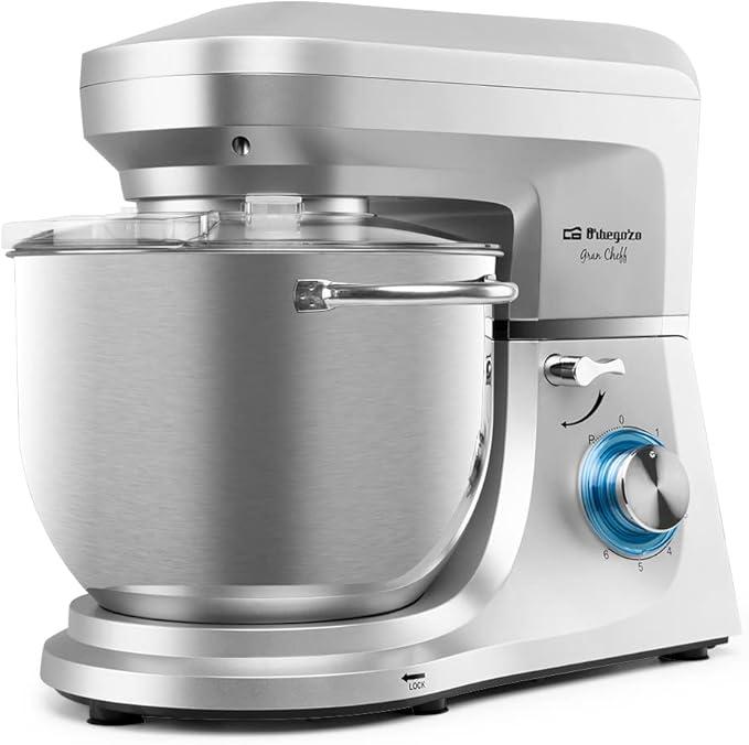 '- Knetmaschine, 7 Liter, sechs Stufen, Planetenbewegung, Behälter aus Edelstahl, neigbarer Kopf, AC-Motor, 1800 W