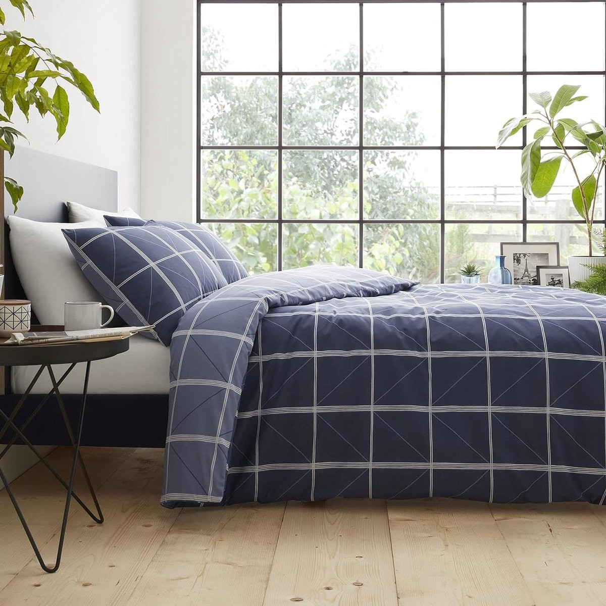 Blauw katoenen dekbedovertrek set 200x200 cm