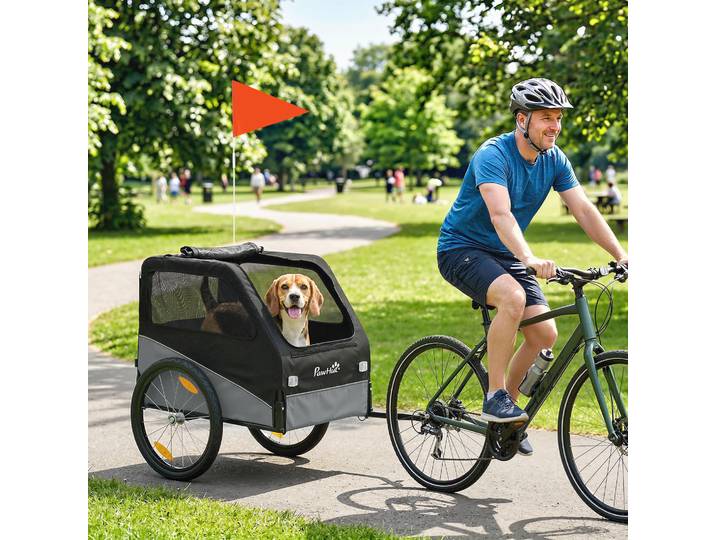 PawHut Remorque Vélo Chien 20 Attache Universelle Gris Noir