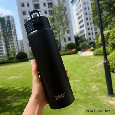 Inspire Picks TYESO Stainless Steel Thermos Bottle With Straw 600ml 750ml Thermal Mug black 600ml