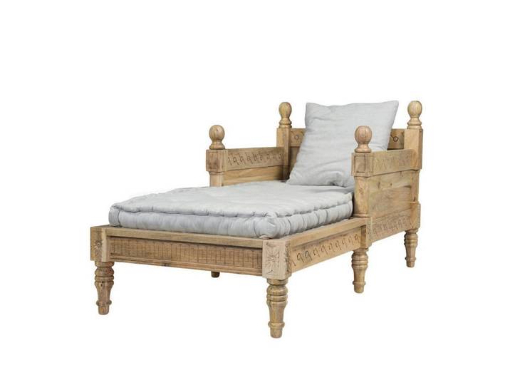 baario Recamiere Recamiere POBRI Sessel, Antik Barock Design Holz & Leinen Chaiselongue