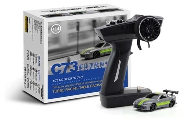 Turbo Racing 1/76 On-Road SPORT RC-auto grijs met gele streep