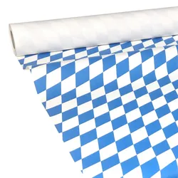 JUNOPAX Papiertischdecke Raute weiß-blau 50m x 1,15m, nass- und wischfest
