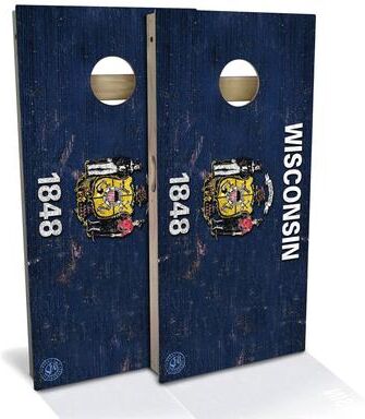 Skip's Garage Wisconsin Flag Outdoor Cornhole Board Set