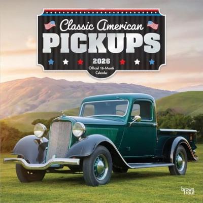 Classic American Pickups Official 2026 12 X 24 Inch (Hanging) Monthly Square Wall Calendar Foil Stamped Cover Plastic-Free