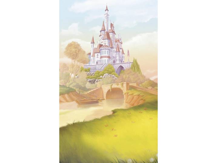 Disney Fototapete Princess Belle Castle River, Mehrfarbig, Cartoon, 150x250 cm, Tapeten & Wandverkleidungen, Fototapeten