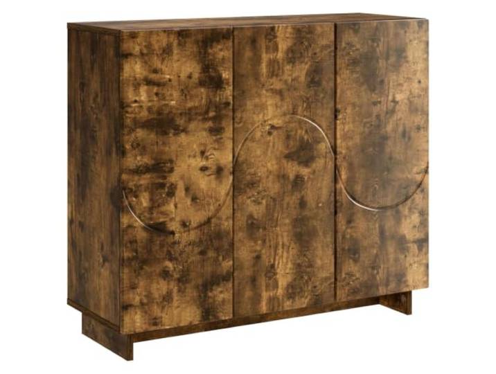 Favemtsl Sideboard Kommode 3 Türen Räuchereiche 85,5x31x75 cm Kompakter Mehrzweckschrank mit 3 Schwingtüren und Einlegeböden für Ordnung in Flur, Esszimmer oder Wohnbereich.