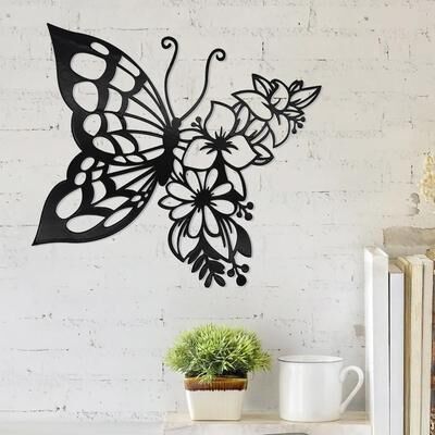 Uplifted Finds Modern Butterfly Metal Wall Silhouette Art Modern Butterfly Metal Wall Silhouette Art