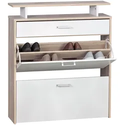 SCHUHKIPPER – Sonoma Eiche, 4 Fächer, großzügige Ablage, MDF-Holz