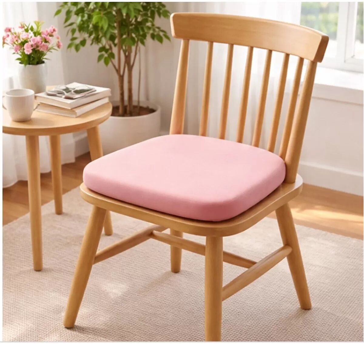 INF Sommerliches Büro-Sitzkissen aus Eisseide und Memory-Schaum – Kühlendes, atmungsaktives Kissen für langes Sitzen, Rosa