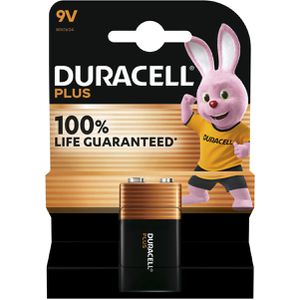 Duracell Batterien Plus, Alkaline, 9V, 10 Jahre lagerfähig, E-Block / 6LR61, 1 Stück
