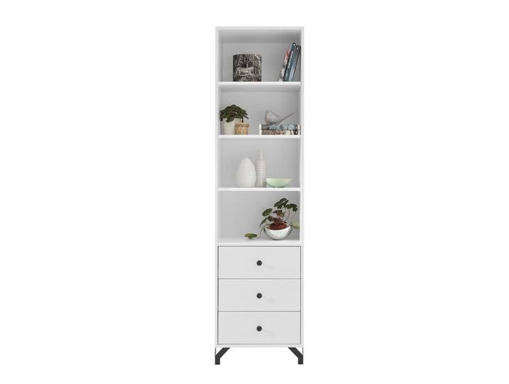 Lomadox Regal BEND-133, Schrank offene Fächer Schubladen modern weiß 50x190x40 cm