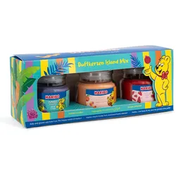 Fragrance and Style GmbH HariboTM Duftkerzen Geschenkset, 3er Set Kerzen im Glas, je 85 g, Paraffinwachs, Geschenkidee, lila/orange/rot