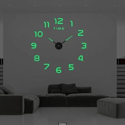 Inspire Select Modern 3D DIY Acrylic Mirror Wall Clock Large Frameless Quartz Decorative Wall Clock 022 Luminous 3d Diameter 23.6 35.4 In