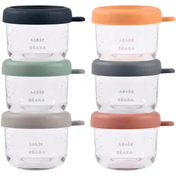 Beaba 6er-Set Portionsbehälter aus Glas 150 ml, mehrfarbig