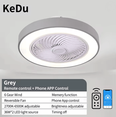 Inspire Essentials AeroGlow Modern Ceiling Fan Light With Quiet Motor And LED Illumination 110 V gray