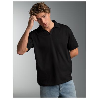 Poloshirt TRIGEMA "TRIGEMA Poloshirt DELUXE ohne Knopfleiste", Herren, Gr. S, schwarz, Single Jersey, 100% Baumwolle, Basic, ohne Ausschnitt, Shirts