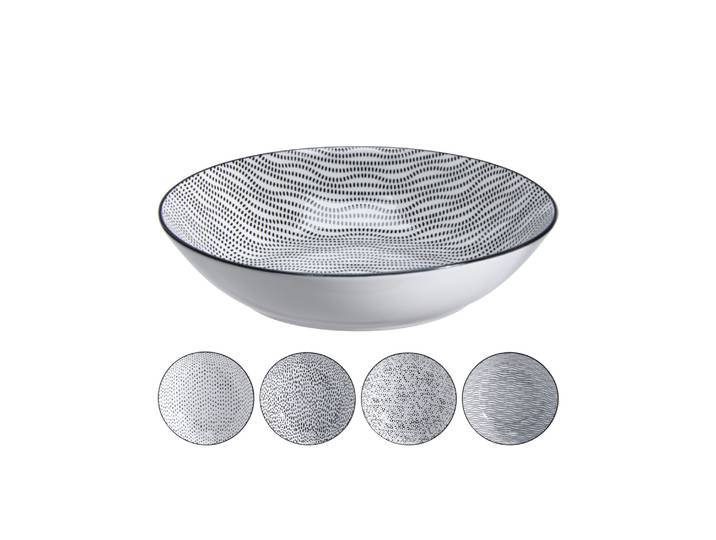 Suppenteller Set Porzellan 20 cm 4-teilig weiss/schwarz