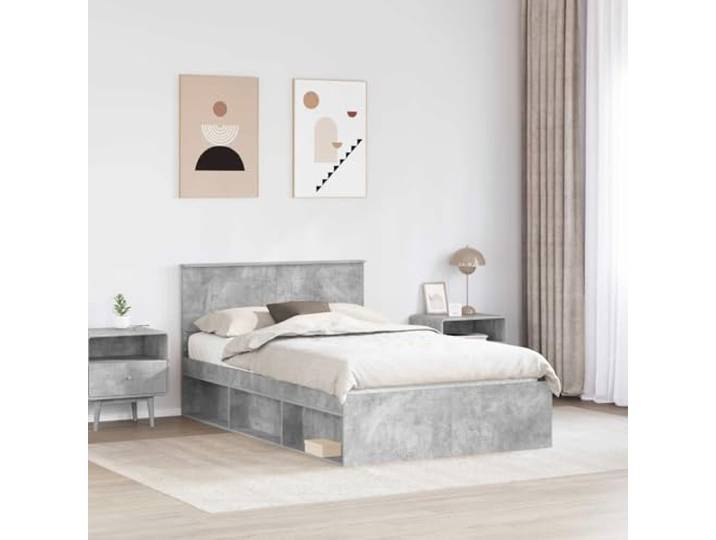KTHLBRH Bettgestell aus Beton, 120 x 200 cm, Holz, mehrschichtig Mit Kopfteil, Lattenrost fest, Kapazität 200 kg, leicht zu reinigen