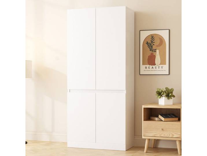 Armoire 70x40x170 cm - 4 portes - Avec compartiments de rangement - Blanc