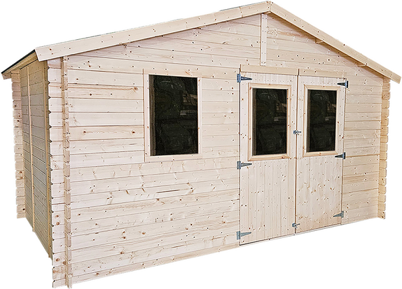 Alce Sara 396x396 - Abri de jardin en bois - Avec fenêtres - 396 x 396 x 236
