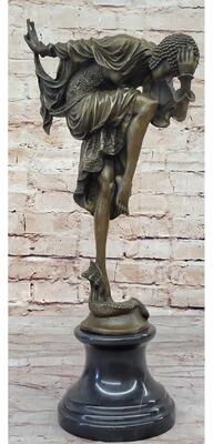 Bronzhaus Bronze Art Deco Dancer W/Imitative Snake Sculpture Ankara Dancer Clic Artwork Hot Cast