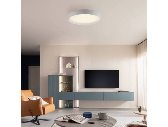 Schöner Wohnen Deckenleuchte TAVOLI, dimmbar, weiß / opal, für Wohn- / Esszimmer, Metall