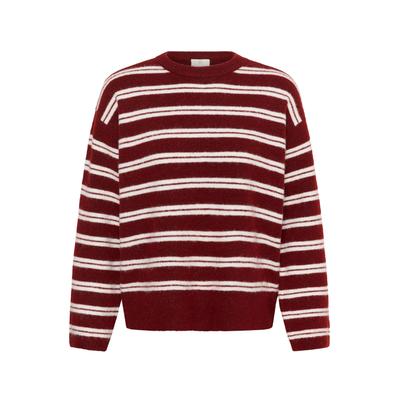 Strickpullover KAFFE "Damen Strickpullover KAcallina", Damen, Gr. XL, rot (zinfandel, weiß stripe), Pullover Strickpullover