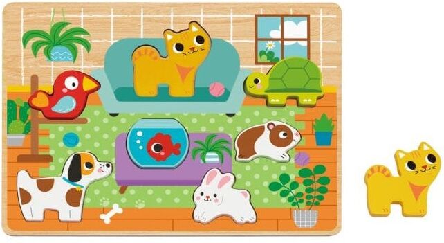 Tooky Toys Tooky Toy - Wooden Chunky Pet-Themed Puzzle for Young Children
