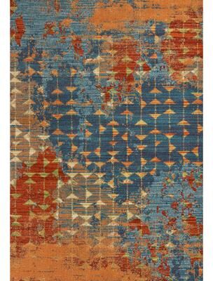 Domani Rustic Blues Geometric Overdyed Rug