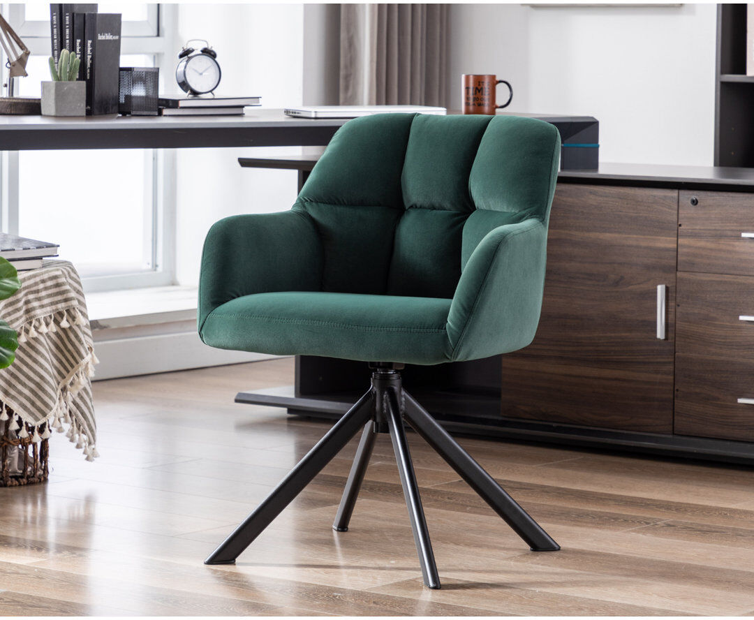17 Stories Rohen Office Chair Upholstery Swivel Home Office Chair Ergonomic Desk Chair Green 59cm W X 59cm D