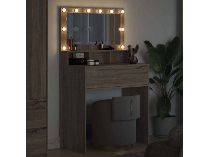 Meuble Rangement - HAOSHOP - Tables de maquillage pour chambre avec tiroir Chêne Sonoma&01_42048