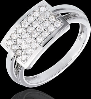 Edenly Ring Rectangle in Weissgold - 0.36 Karat - 28 Diamanten