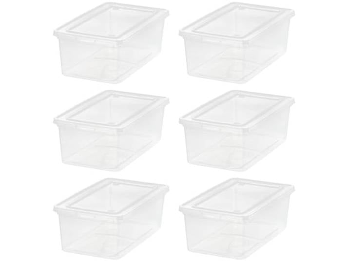 IRIS USA Aufbewahrungsbehälter mit Deckel, 6 l, kristallklar, Schuhboxen, stapelbare Behälter, organisieren Schuhe, Schrankregale, Lehrerwerkzeuge, Klassenzimmer-Organisation, Spiele, BPA-freier