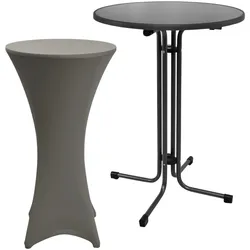 STEHTISCH Sylt Ø 80cm Grau mit Stella Stehtischhusse Ø 80cm Anthrazit