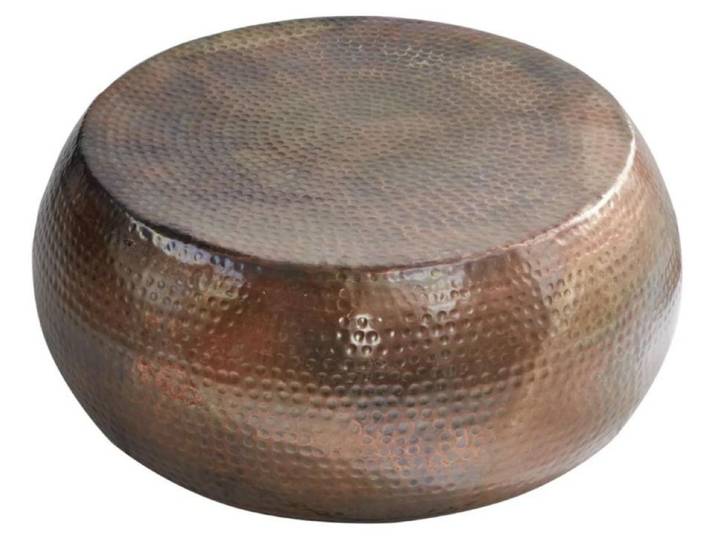 Table basse TRIANE marron 80 cm – Aluminium martelé design brillant