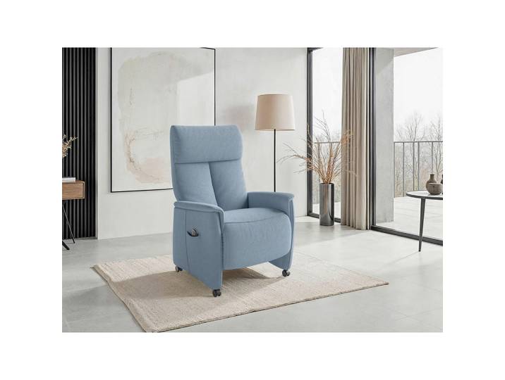 Sit & More Relaxsessel TV Cremona Comfort E M2, Hellblau, Kunststoff, 76x112x84 cm, Goldenes M, Oeko-Tex® Standard 100, Made in Europe, DGM-Klimapakt, Relaxfunktion, Liegefunktion, gepolsterte Armlehnen, Wohnzimmer, Sessel, Relaxsessel