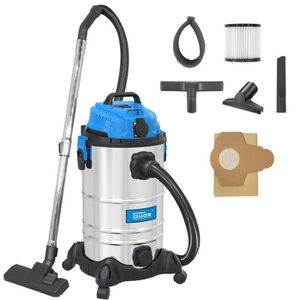 Güde Nass-Trockensauger GNTS 30L, 17002, 30 Liter, 1600 W, Edelstahlbehälter, mit Steckdose