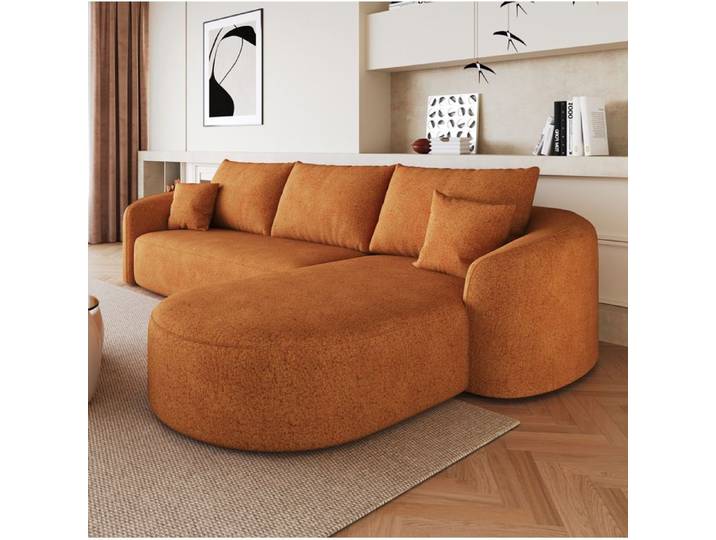 MEUBLIV Canapé d'angle modulable 3 places 266 cm tissu chenille orange sans montage
