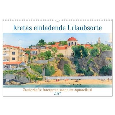 Kretas einladende Urlaubsorte (Wandkalender 2027 DIN A3 quer), CALVENDO Monatskalender