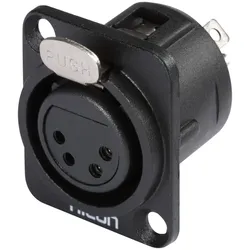 HICON XLR, 4-pol , Metall-, Löttechnik-Einbaubuchse, vergoldete(r) Kontakt(e), Type D, schwarz