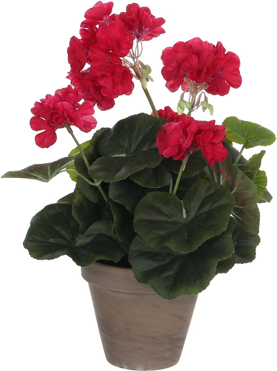 Mica Decorations Kunstplant Geranium Rood in Pot - 34 cm