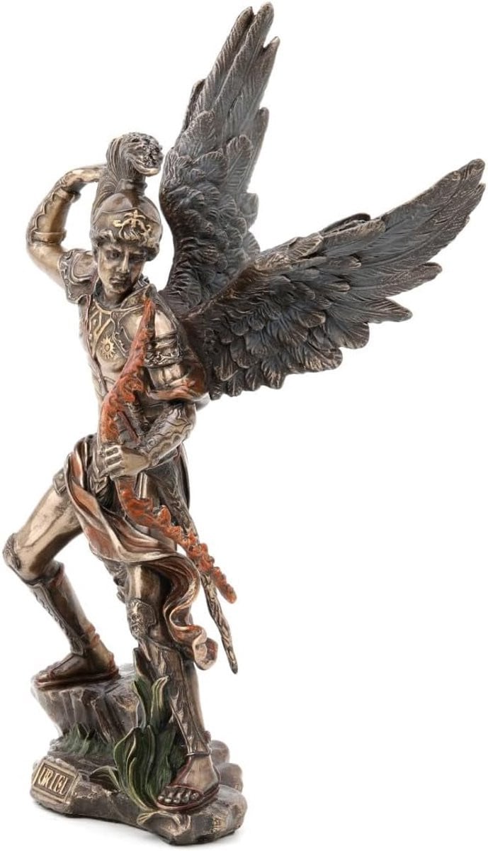Engel Uriel Figuur - Spirituele Decoratie - Brons-look Beeld - Hoogte: 22 cm