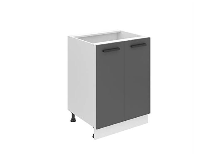 Belini Unterschrank SD2 60 cm, ohne Arbeitsplatte, Silber matt Küche, Küchenunterschrank Breite, Küchenschrank mit 2 Türen