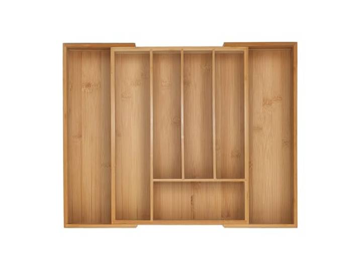 Relaxdays bestekbak, 5–7 vakken, uitschuifbare besteklade, naturel