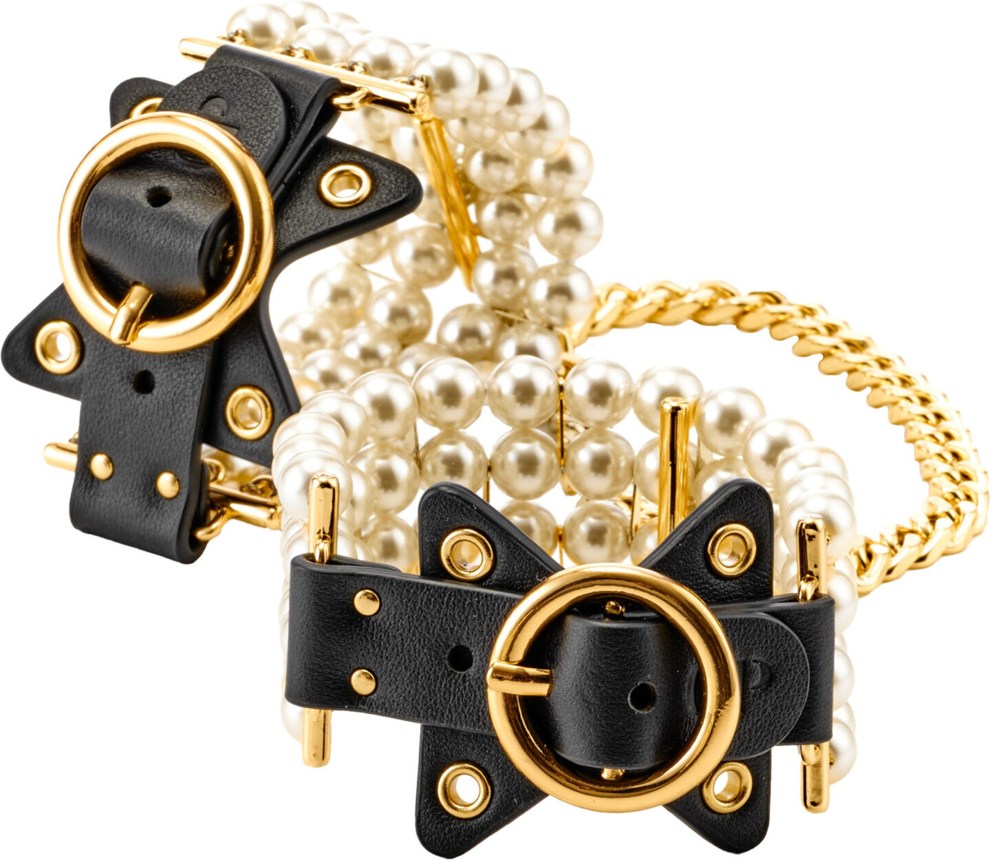 Allure - Pearl Beaded Black Wrist Cuffs