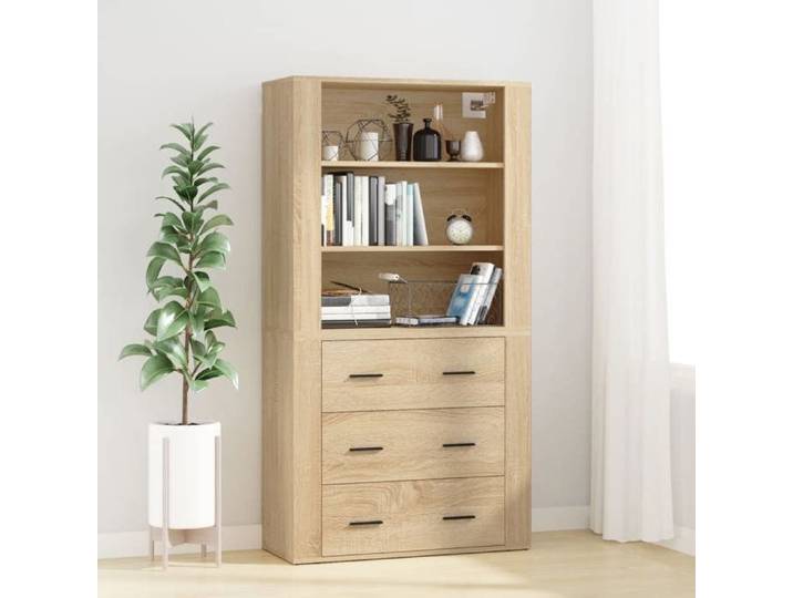 SALE 2025 Armoire haute vitrine - Bibliothèque Buffet haut - Chêne sonoma - bois d'ingénierie 53 24 Kg 8719